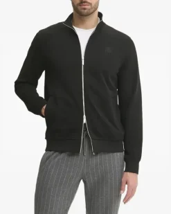 Sweatshirtjacke mit Logo-Stickerei - Schwarz