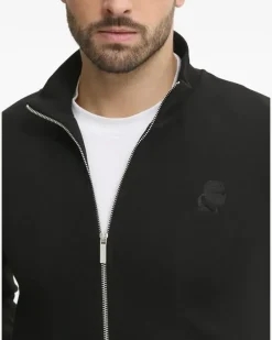 Sweatshirtjacke mit Logo-Stickerei - Schwarz