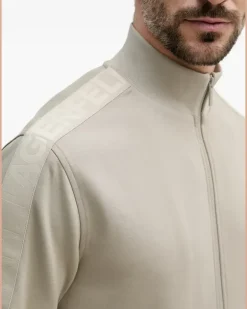Sweatshirtjacke mit Logo-Streifen - Grau