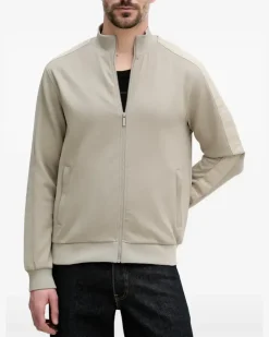 Sweatshirtjacke mit Logo-Streifen - Grau