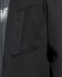 Sweatshirtjacke mit Mesh-Tasche - Schwarz