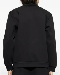 Sweatshirtjacke mit Mesh-Tasche - Schwarz
