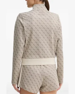 Sweatshirtjacke mit Monogramm-Print - Nude