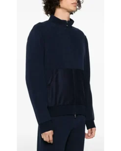 Sweatshirtjacke mit Stehkragen - Blau