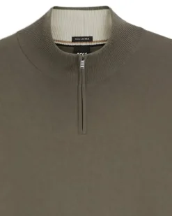 Sweatshirtjacke mit Stehkragen - Grün