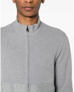 Sweatshirtjacke mit Stehkragen - Grau