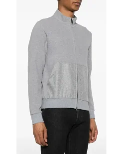 Sweatshirtjacke mit Stehkragen - Grau