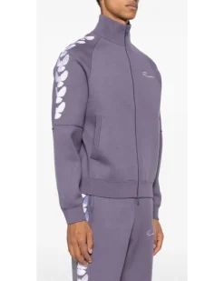 Sweatshirtjacke mit Tauben-Print - Violett