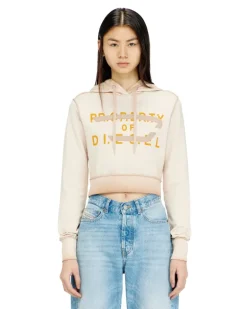 Sweatshirt mit Print und D-Applikation - Sweatshirts - Damen - Beige