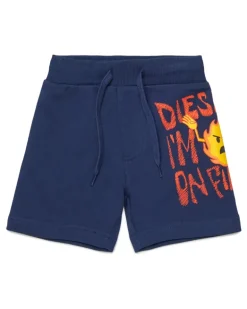 Sweatshorts mit Flammen-Print - Kurze Hosen - Herren - Blau
