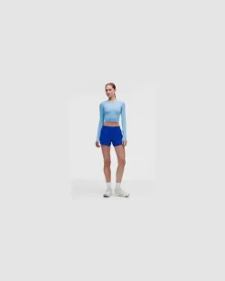 Swiftly Tech Cropped-Langarmshirt 2 für Frauen – Größe in Spandex Stripe Ocean Wave/White
