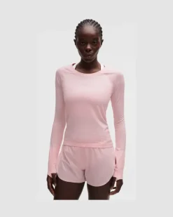 Swiftly Tech Langarmshirt 0 Taillenlänge für Frauen – Größe in Pink Pearl