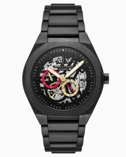 Sync Automatic Uhr aus rostfreiem Stahl in Schwarz Mehrfarbig