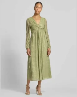 Tailliertes Freizeitkleid mit Unterkleid Apfel