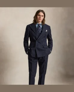 Tailored-Fit Polo-Nadelstreifen-Anzug Blue