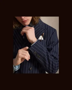 Tailored-Fit Polo-Nadelstreifen-Anzug Blue