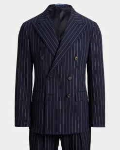 Tailored-Fit Polo-Nadelstreifen-Anzug Blue