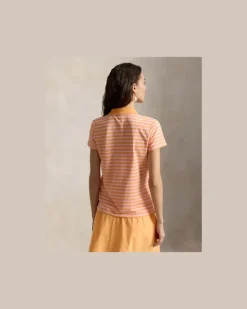 Tailored-Fit Poloshirt mit Streifen Orange