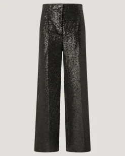 Tailored palazzo pants in tweed Black