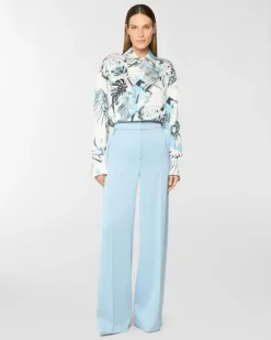 Tailored palazzo trousers in satin Blue