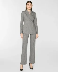 Tailored pinstripe double-breasted blazer Grey