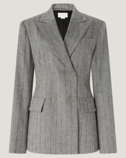 Tailored pinstripe double-breasted blazer Grey