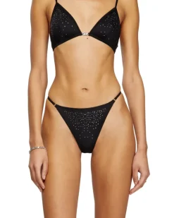 Tanga aus Mikrofaser mit Kristallen - Strings - Damen - Schwarz