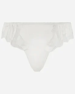Tanga Aus Satin Mit Spitze - Frau Unterwäsche Wei Mehrfarbig