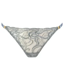 Tanga mit Perlenstickerei - Blau