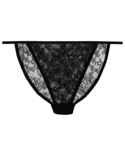 Tanga mit Spitzenbesatz - Schwarz