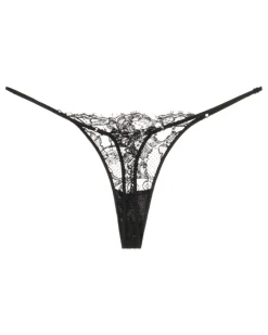 Tanga mit Spitzendetail - Schwarz