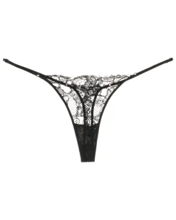 Tanga mit Spitzendetail - Schwarz