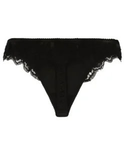 Tanga mit Spitze - Schwarz