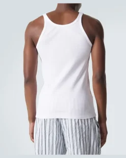 Tanktop aus Baumwoll-Rippstrick Weiß