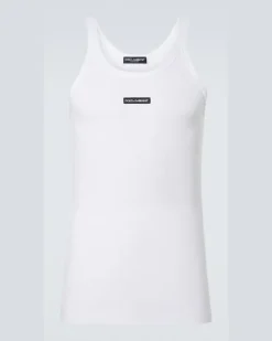 Tanktop aus Baumwoll-Rippstrick Weiß