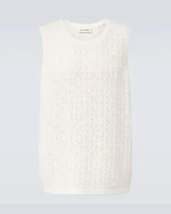 Tanktop aus Häkelstrick Weiß