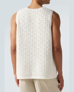Tanktop aus Häkelstrick Weiß