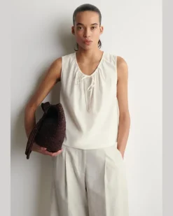 Tanktop Aus Jersey Mit Raffungen Am Ausschnitt Weiß