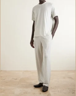 Tapered-Leg Stretch-TENCEL™ Lyocell Pyjama Trousers Neutrals