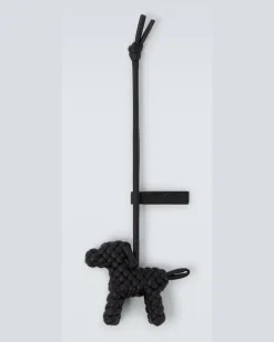 Taschenanhänger Woven aus Leder Schwarz