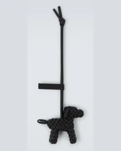 Taschenanhänger Woven aus Leder Schwarz