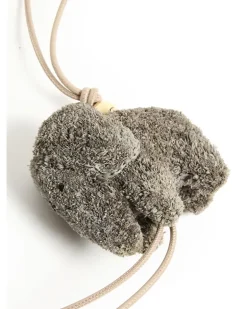 Taschenschmuck Elefant aus Raffia und Kalbsleder Grey