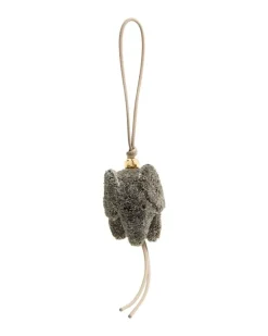 Taschenschmuck Elefant aus Raffia und Kalbsleder Grey