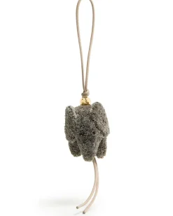 Taschenschmuck Elefant aus Raffia und Kalbsleder Grey