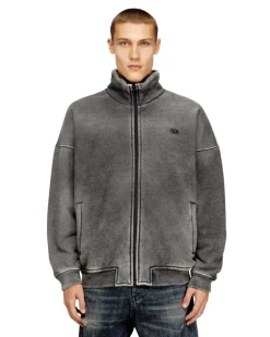 Teddygefütterte Reißverschlussjacke mit Denim-Effekt - Jacken - Herren - Grau