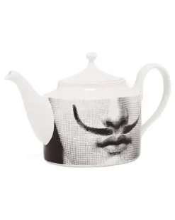 Teekanne mit Gesichts-Print - Schwarz