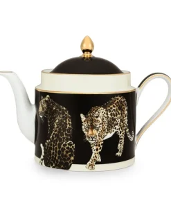 Teekanne mit Leoparden-Print - Schwarz