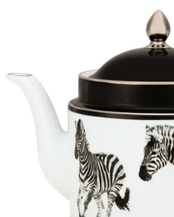 Teekanne mit Zebra-Print - Weiß