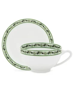 Teetassen mit Maiolica-Rand (2er-Set) - Weiß