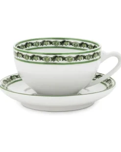 Teetassen mit Maiolica-Rand (2er-Set) - Weiß